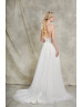 Spaghetti Straps V Neck Ivory Lace Tulle V Back Wedding Dress